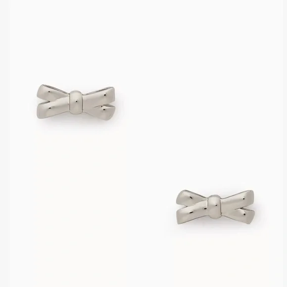 NWT Kate Spade Silver Studded Bows Earrings - Picture 1 of 4